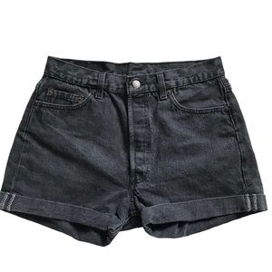 Vintage Levi’s 501 Black Denim Cuffed Shorts